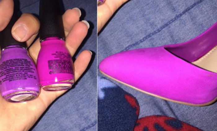 Di che colore vedi queste scarpe? Sono viola o rosa?